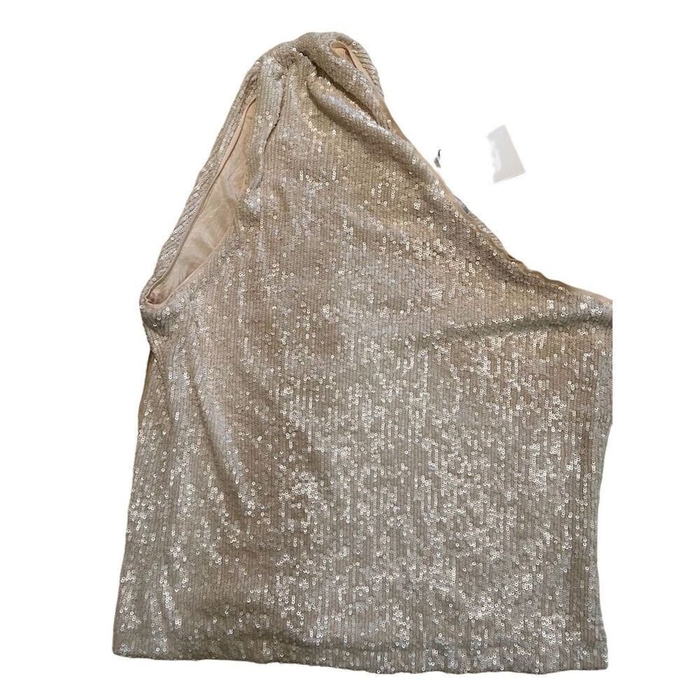 NWT Generation Love Tina Sequin One Shoulder Champagne Top Cocktail Party XL
